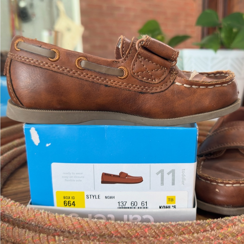 Noah Toddler Boys Brown Leather Boat Shoe